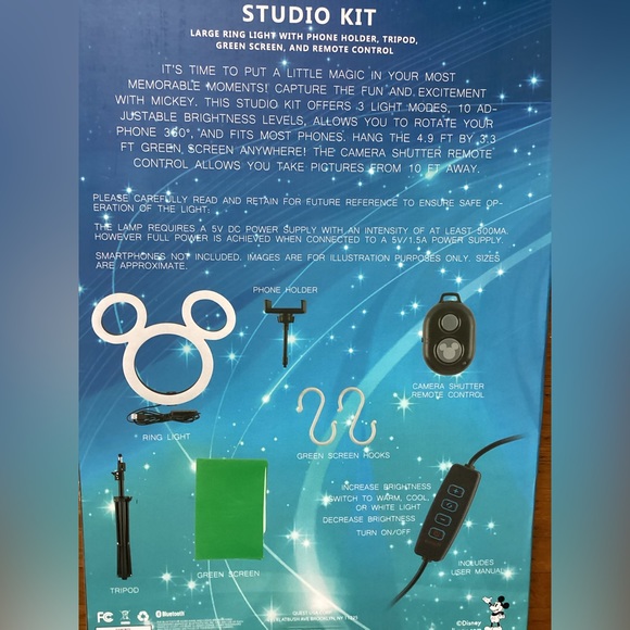 Disney Mickey Studio Photo and Video Creators Kit with LED Ring Light Kit, NIB - Picture 10 of 11